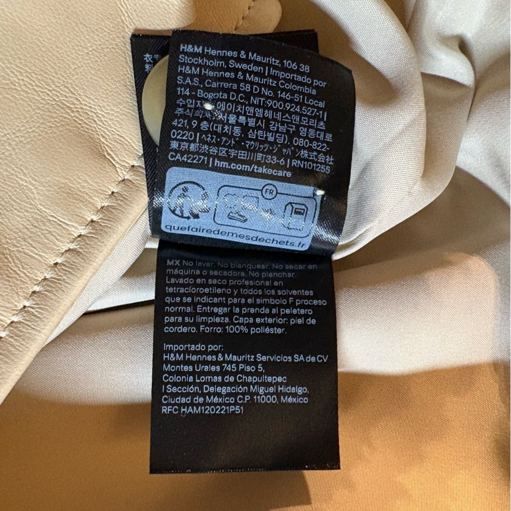 H&M NWT Loose Fit Leather Jacket/Blazer in Light Beige Sz XS - Picture 11 of 13